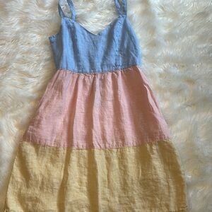 100% Linen‎ Color block Dress